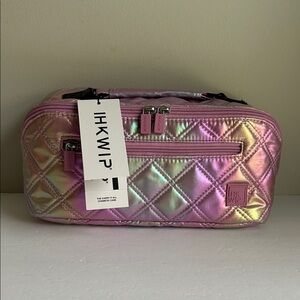 NWT IHKWIP Iridescent Pink Quilted Cosmetic Bag